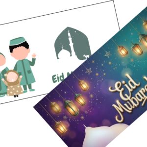 Premium Eid Greeting Cards with Envelopes – Set of 12 | Islamic Festival Cards for Family & Friends