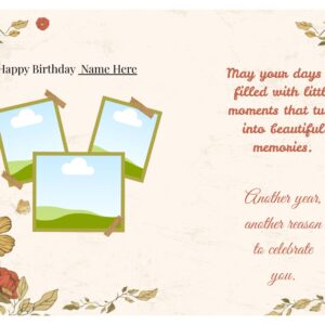 Custom 3 Photo Birthday Card | Personalized Floral Memory Collage Greeting Card | Unique Photo Gift for Her, Mom, Friend