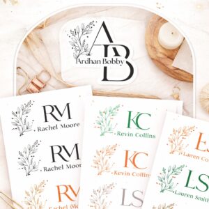 10 Custom Logo Stickers – Personalized Name Initial Monogram Stickers | Branding Labels for Small Business Packaging